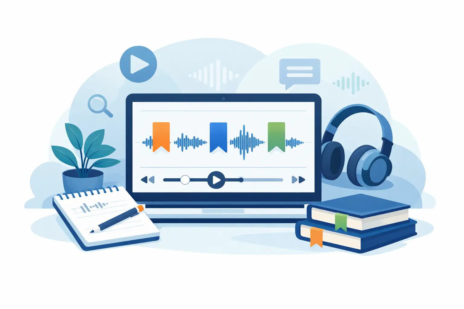 Transcription Software with Bookmarks